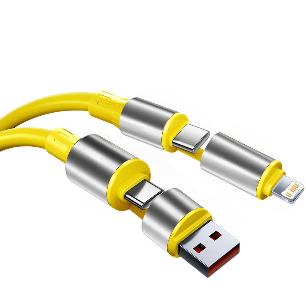 4 в 1 240 Вт Кабель для быстрой зарядки для iPhone15 16 17 Android USB Type C Зарядный кабель Многопортовый Несколько USB Зарядная проволока Линия