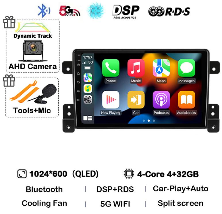 Android 14 Carplay Auto 4G+WiFi DSP для Suzuki Grand Vitara 2005-2015 Автомобильный радиоприемник Мультимедиа Видеоплеер GPS Головное устройство Стерео BT