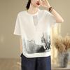 2025 Summer Plus Size T-Shirt Women Short Sleeve O-Neck Lace Short  Loose Tops Tees