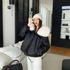 Deerskin down big fur collar padded jacket women's short loose pu cotton jacket down cotton jacket down cotton thickened