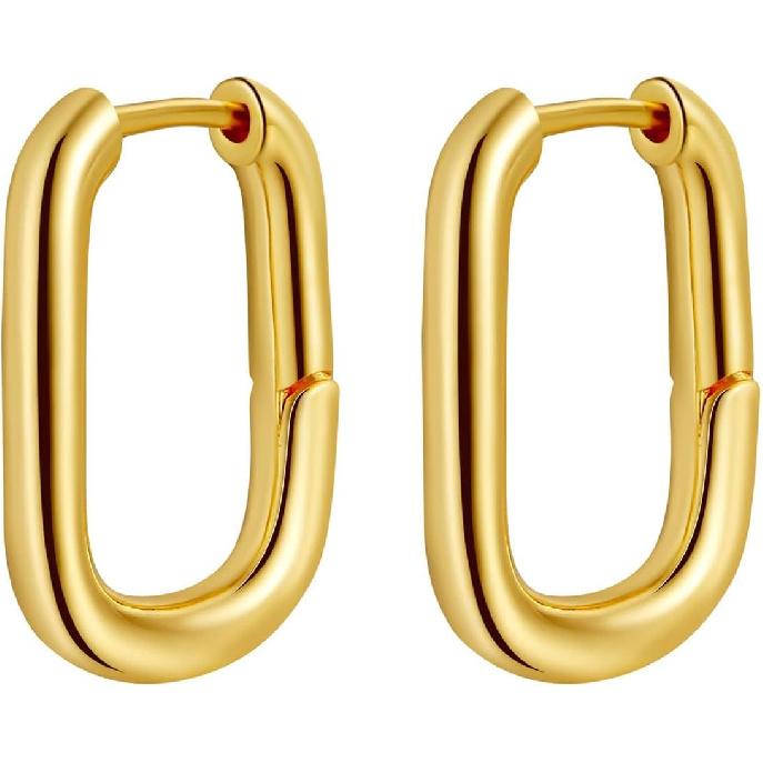Amicon Chunky Gold Stud Earrings for Women 14k Gold Plated Hypoallergenic Earrings Statement Trendy Fashion Gold Jewelry Gifts