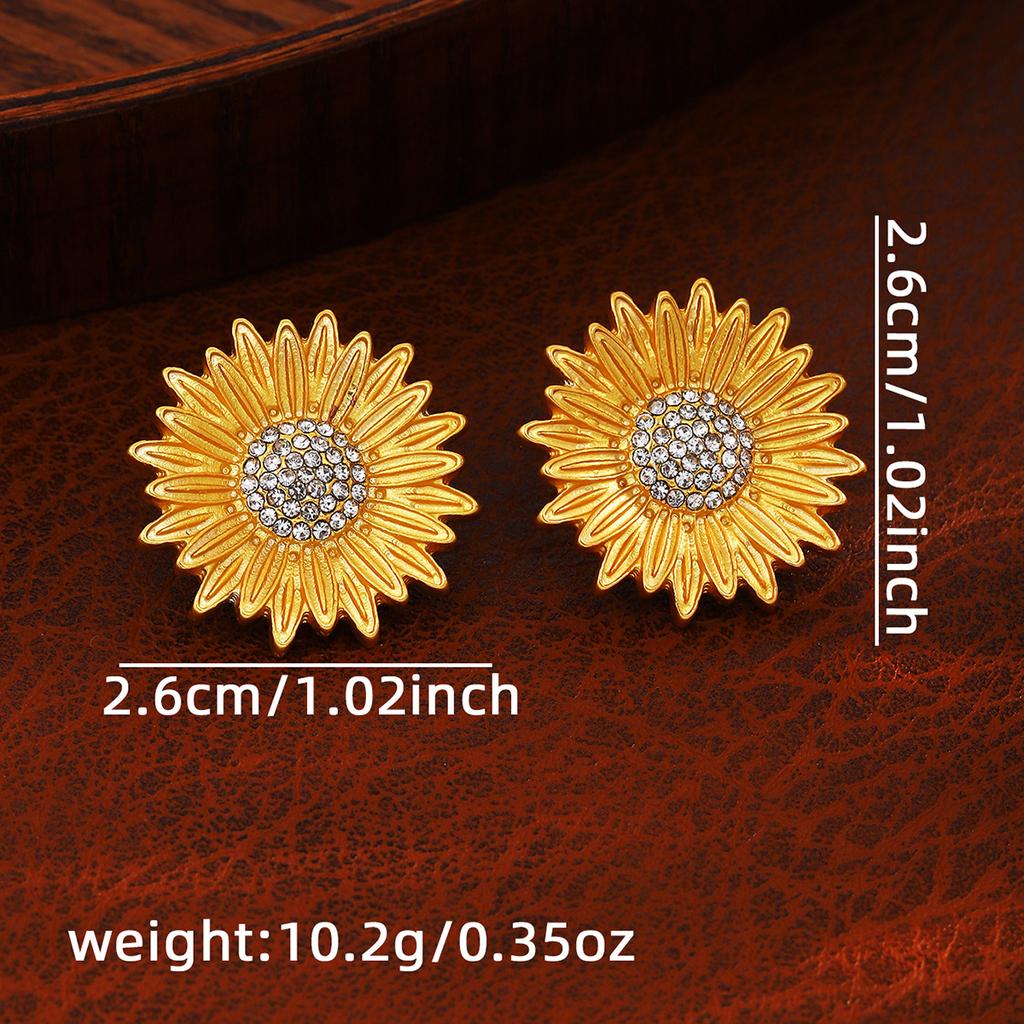 Серьги из циркония в минималистичном дизайне с подвеской в виде подсолнуха, в винтажном и ретро-стиле для женщин