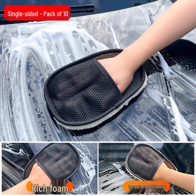 Плюшевые шерстяные шенилловые перчатки для мойки автомобиля - Дизайн 'Медвежья лапа', Безопасны для лакокрасочного покрытия, Идеальны для мытья и воскования