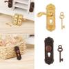 Retro Style Metal Toy Mini Furniture Pull Brass Knobs Dollhouse Lock Key Set Miniature Door Handles