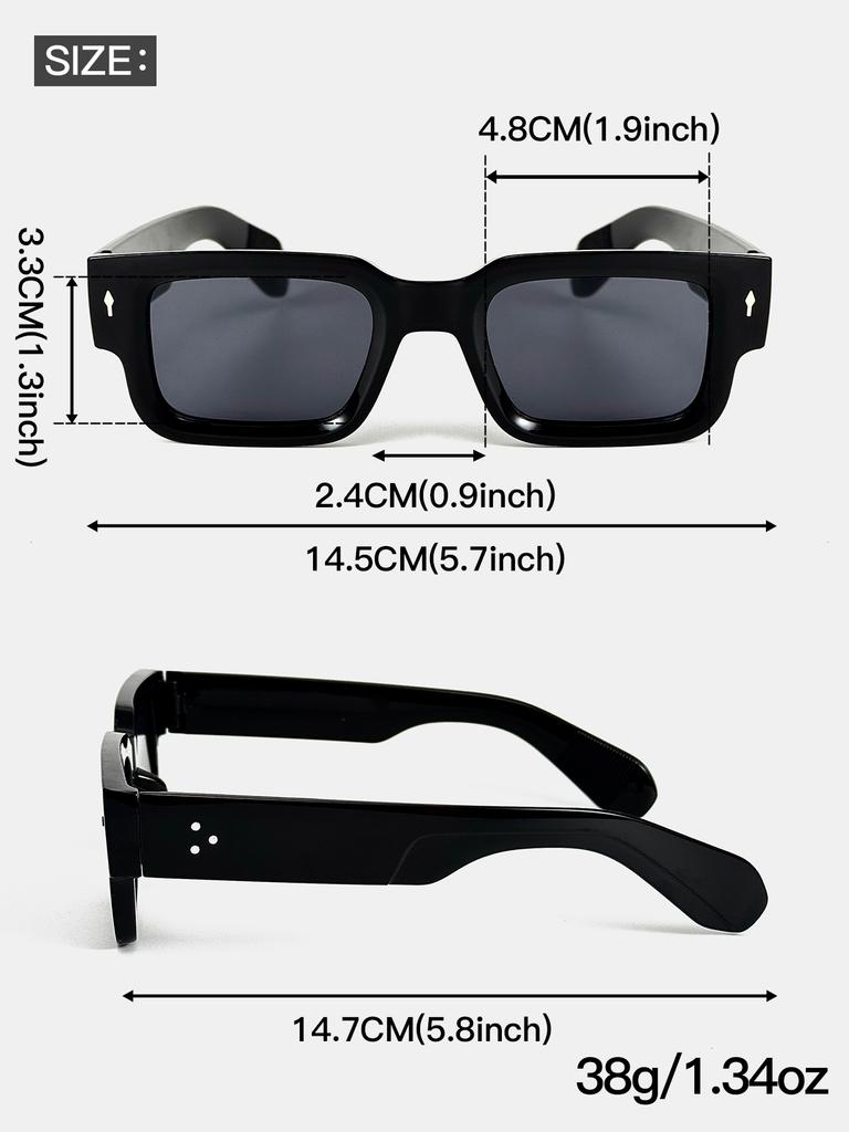 1Pc Fashionableable Rectangular Compact Glass Frame Glasses with Rice Nail Decoration Unisex Perfect for Daily Work Clothing Party