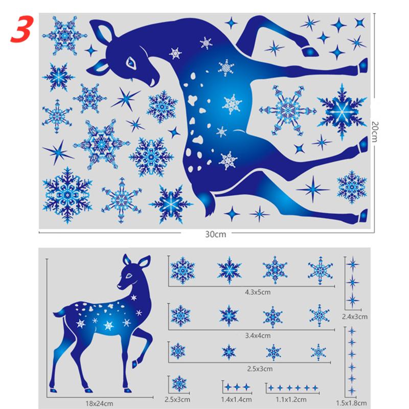 Рождественские украшения Наклейки в виде снежинок Наклейки для украшения стеклянных окон Рождественские синие снежинки Электростатические наклейки в виде лося MIT
