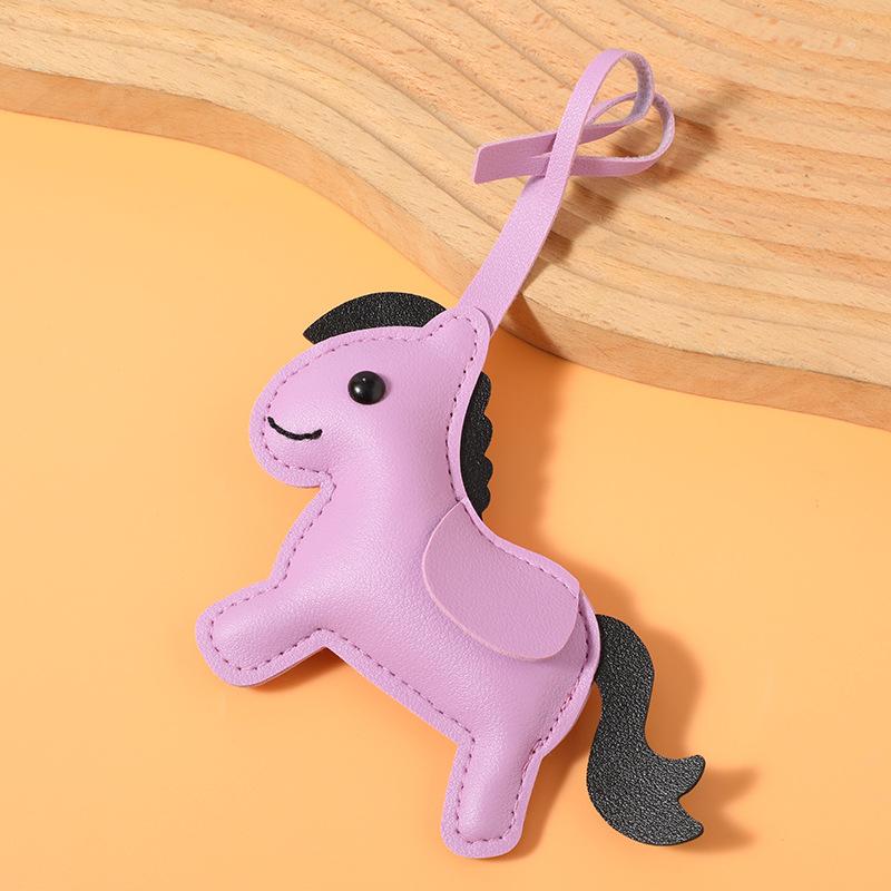 Women'S Bag Pony Keychain Pendant High Quality Pu Leather Horse Ornament Handmade Stitching Charm Fashion Accessories Gift