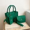 3pcs/set Embossed Women's Handbag Stylish Crossbody Bag Clutch and Wallet, Solid Color Square Shoulder Bag, Fabric for Daily Use