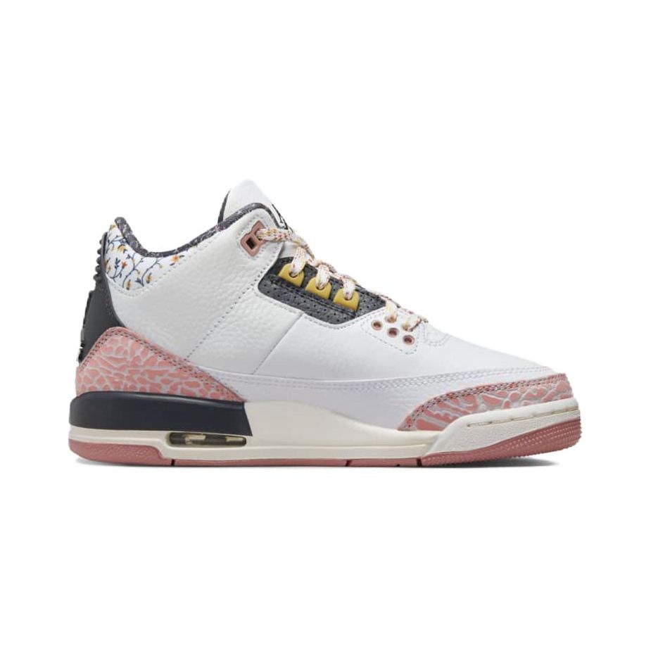 Air Jordan 3 Retro PS Vintage Floral Kids Sneakers White Anthracite Red-Stardust FQ9174-100