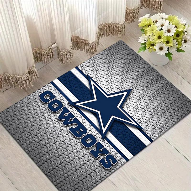 Cowboys Team Spirit Style Crystal Velvet Rug, Soft Anti‑Slip Crystal Velvet Carpet for Living Room Bedroom Home Decor