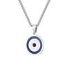 Evil Blue Eye Casual Pendant Necklaces for Men Stainless Steel Round Pendant with Chain Ethnic Turkish Collar Father's Day Gifts