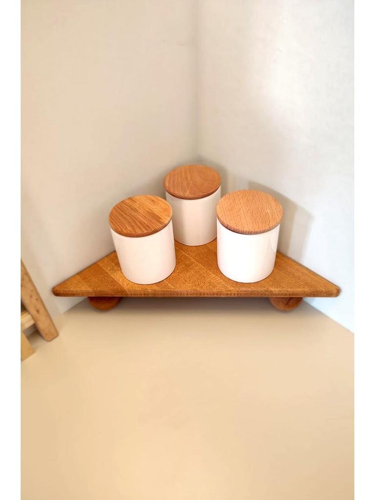 Wooden Triangular Corner Organizer, Tabletop Display Stand, Corner Extension
