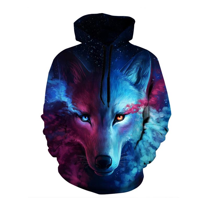 Худи с 3D-печатью головы лисы-волка BF, звездное небо, тигр, Альянс Marvel, спортивная одежда для пары