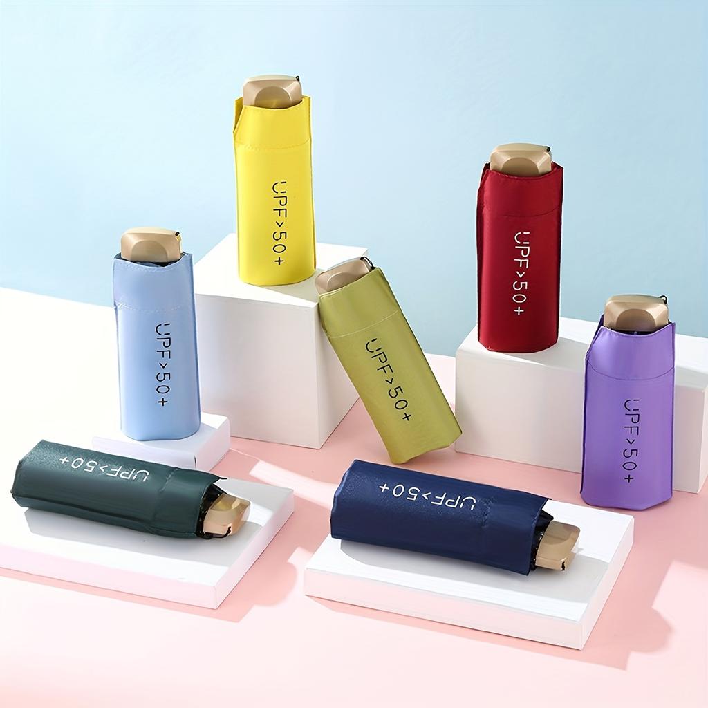 1 шт. маленький складной зонт, дорожный зонт, компактный легкий портативный зонт, водонепроницаемые портативные карманные дорожные зонты с защитой от ультрафиолета для девочек