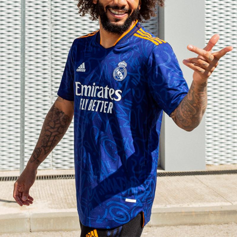 Adidas Real Madrid Away Player Edition Football Jersey Short Sleeve Men Tops Blue GM6775