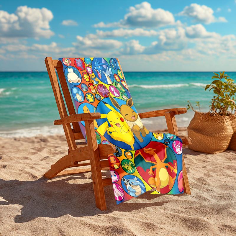 Pokémon beach towel Outdoor camping Beach towel for vacation swim Outdoor pool Absorbent bath towel