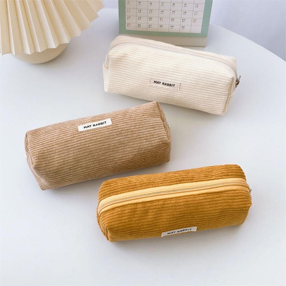 Large-capacity Stationery Storage Bag Corduroy Pen Pouch High Quality Pencil Box