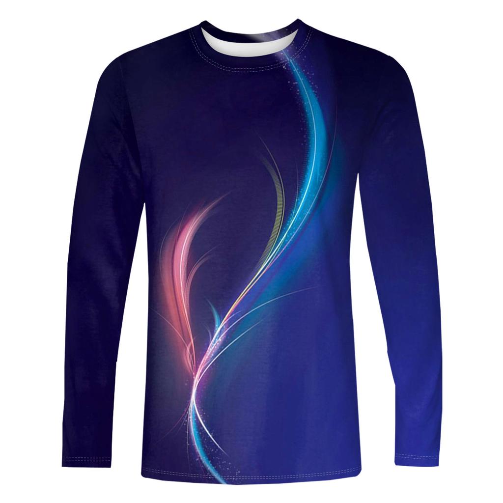 Муж. Футболка Круглый вырез Одежда Одежда На открытом воздухе Длинный рукав С принтом Модельер Винтаж