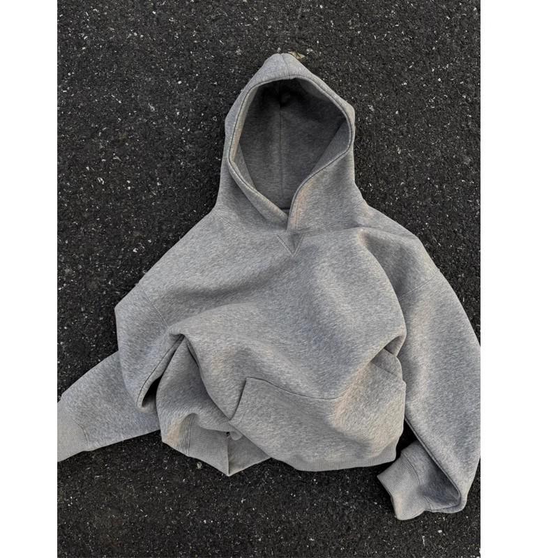 Women's Slim Fit Gray Hooded Sweatshirt - Petite Autumn Style 2025