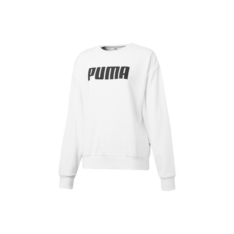 Puma Essential Logo Printed Sports Crewneck Sweatshirt Women Sweatshirt White 855318-02