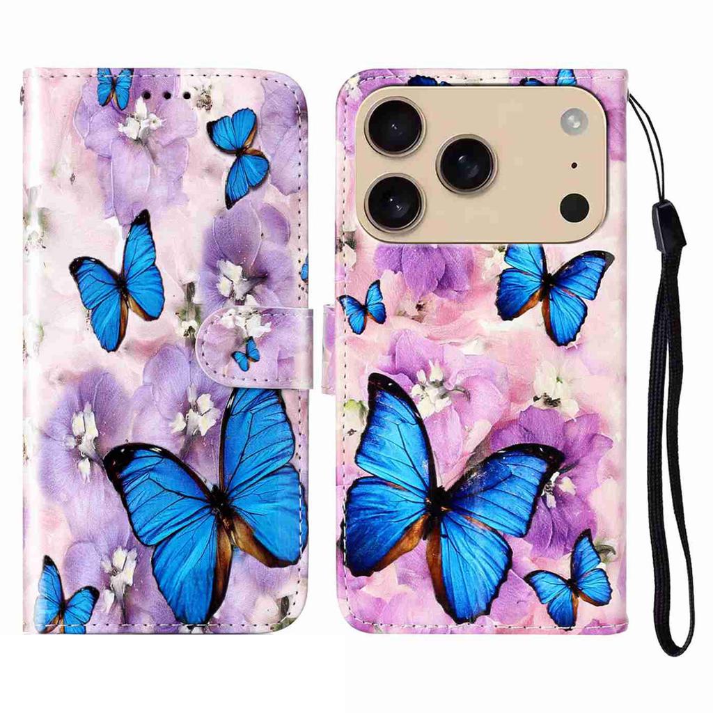 For iPhone 17 Pro Max Case Pattern Leather Wallet Phone Cover with Strap