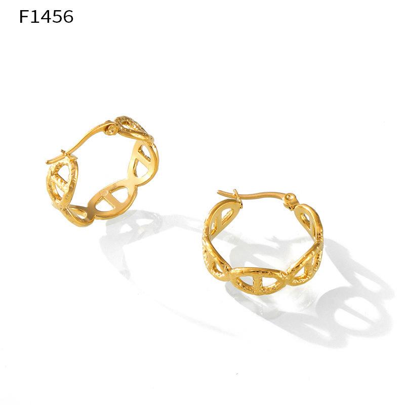 Серьги Niche Design из титановой стали с геометрическим узором, женские серьги в японском стиле с французским ретро-тиснением, позолоченные 18-каратным золотом