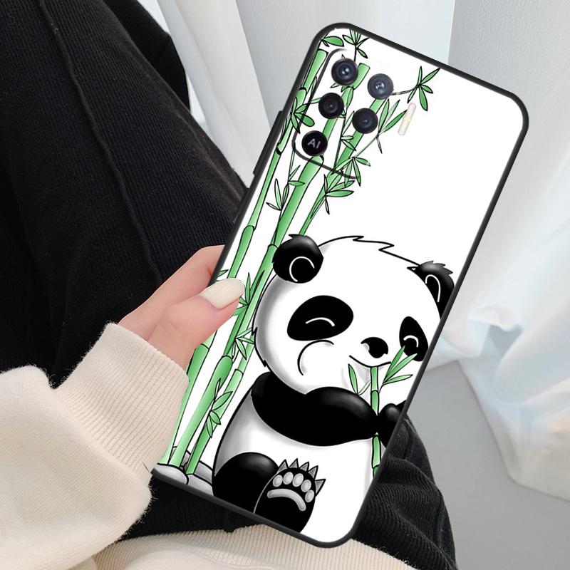 Мультяшный чехол-панда для Oppo A54 A74 A94 A18 A57 A17 A77 A38 A58 A78 A98 A80 A60 A40 A96 A76 A16 A15 A5 Pro