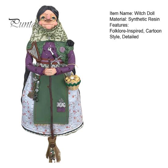 Handmade Resin Kitchen Witch Luck Charm Witch Figurine Hanging Decoration Cartoon Cooking Witch Statue Gift for Mom Home Kitchen Decor