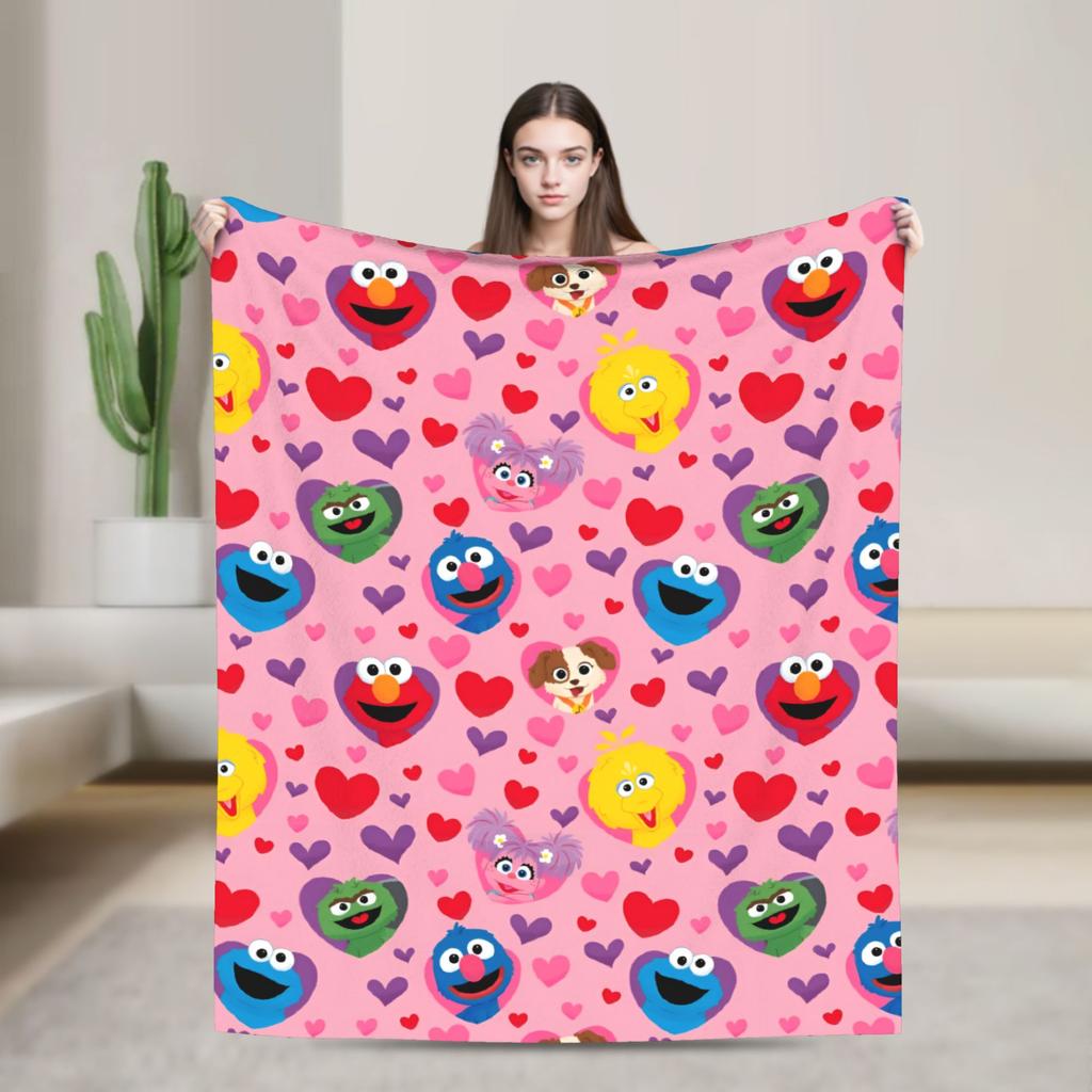 Christmas Present Pattern Blanket S-Sesames Streets Warm Soft Plush Throw Blanket For Couch Sofa Bed Flannel Bedspread Bed Cover