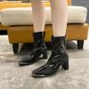 2024 Новые модные женские ботильоны зимние ботинки с боковой молнией женские дизайнерские однотонные модные ботинки на высоком каблуке
