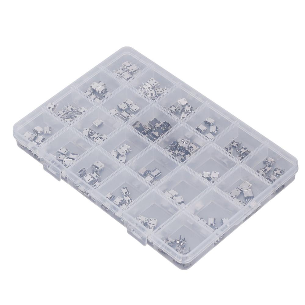 240Pcs with Storage Box Micro USB Connector Set Micro USB Connector Electronic Devices