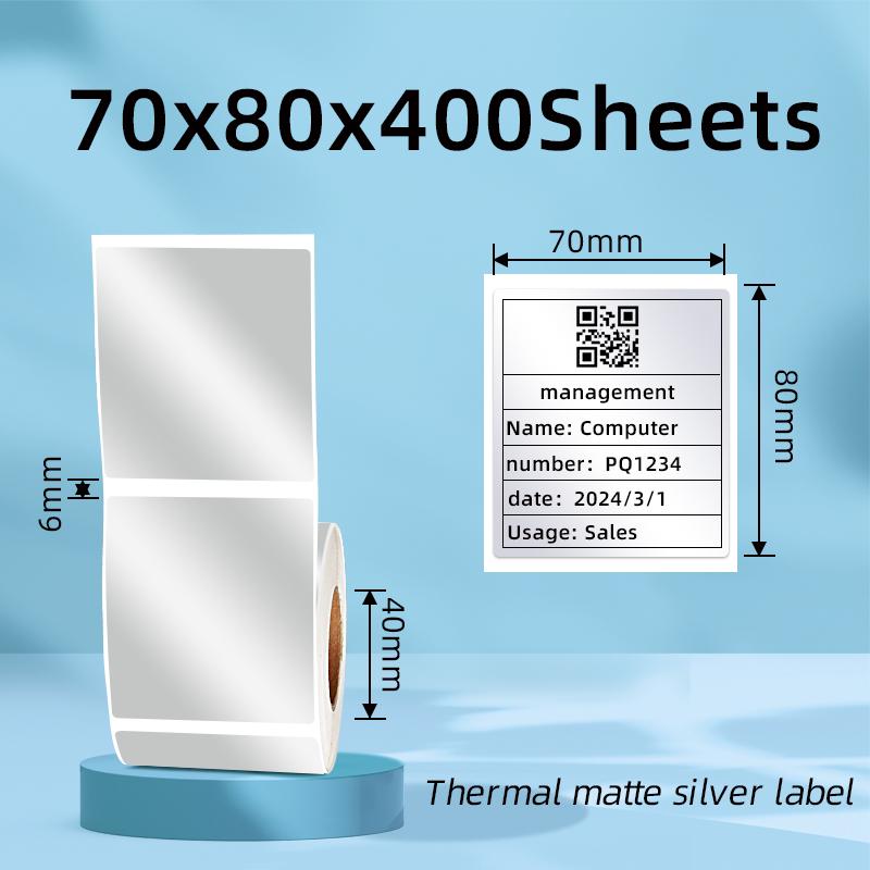 Direct Factory Customized PET Thermal Matte Silver Adhesive Labels-Waterproof Tear-Resistant Oil Proof Free Promotion Grocery