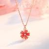 Necklace for Women Cute Pink Gold Cherry Blossom Double Structure 360 Degree Rotation High Quality Zirconia 18K Silver 925 Metal Hypoallergenic