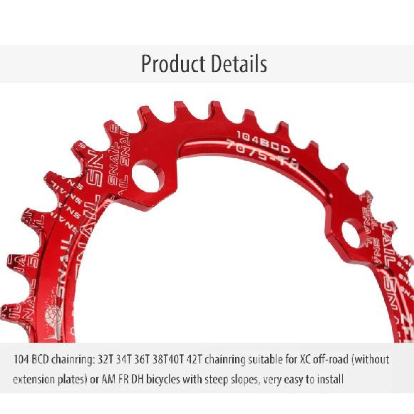 SNAIL Звезда 104BCD Дорожный MTB Горный Велосипед Одиночная Круглая Narrow Wide Звезда 32T 34T 36T 38T 40T 42T