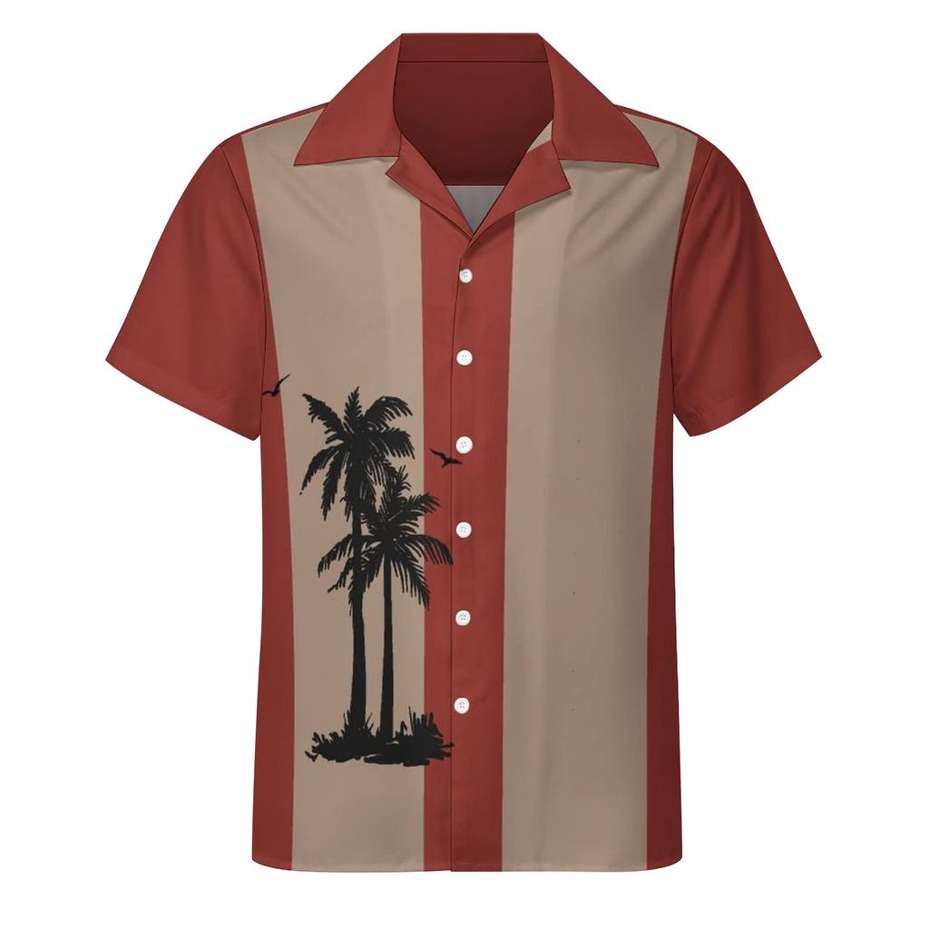 Hawaiian Shirt For Men, Men's Vintage Button Down Bowling Shirts Short Sleeve Summer Beach Shirt