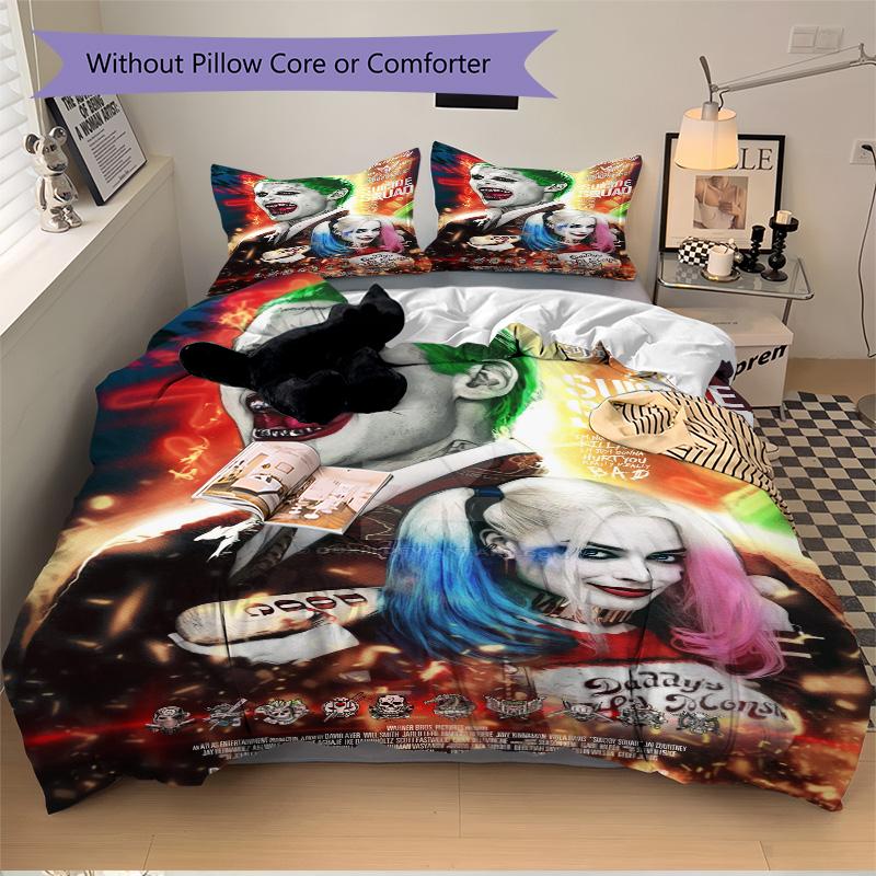 Suicide Squad Chaos Print 3Pcs Bedding Setduvet Cover With 2 Bedropillowcase Home Birthday Gift