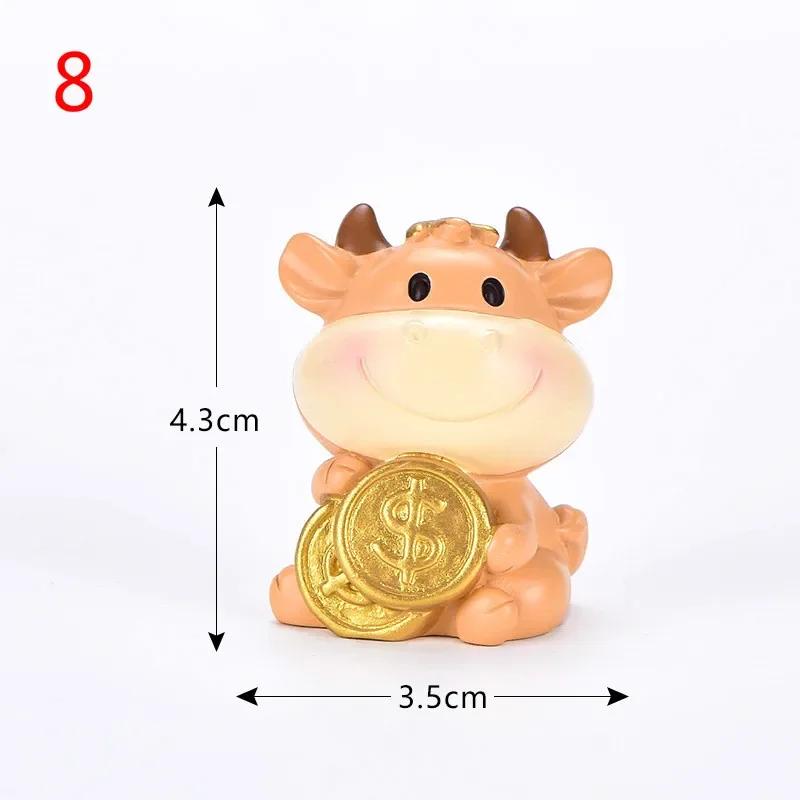 Home Decoration Accessories Micro Cattle Family Figurine Resin Ornaments Miniature Model Mini Animal Statue Bonsai Decoration