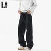 Fingercroxxit Men's Japanese Style Curved-Leg Casual Sport Pants