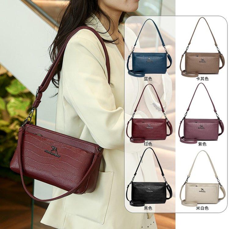 Маленькая квадратная сумка с крокодиловым узором 2024 года, летняя новая модная повседневная сумка-мессенджер, простая женская сумка через плечо, женская сумка для внешней торговли