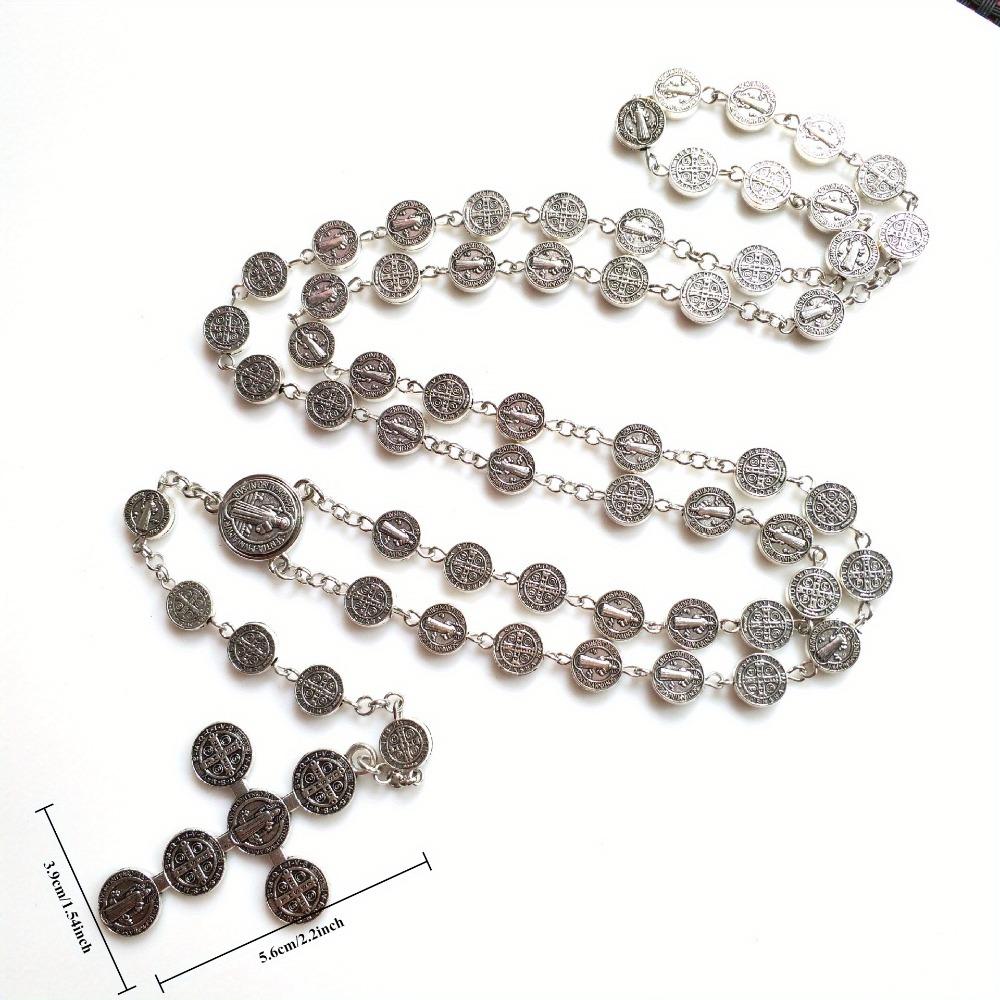 Религиозный крест, четки, ожерелье из металла, бусины Святого Бенедикта, медальон, молитва, бусы, защитные украшения