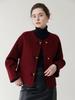 2025 Autumn Women's Double-Sided Cashmere Jacket - Petite Round Neck, 100% Wool, Small Fragrance Style.