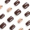 24 шт. Короткие квадратные накладные ногти, коричневые накладные ногти с декором в виде листьев, полное покрытие ногтей для женщин