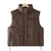 Autumn and Winter New Cotton Vest Women's Simple Fashion Short Stand-up Collar Cotton Clothes Vest Sleeveless Vest Jacket