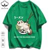 Cat Lying Down After Eating Too Much Print T-Shirt Unisex Summer Soft Loose Tee Cotton Retro Short Sleeve Unisex Fashion Clothing