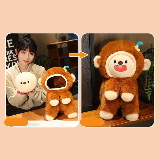 Плюшевая обезьянка, милая игрушка со съемной головой и лицом, мягкая пушистая игрушка из полипропилена, хлопка, плюшевые игрушки для детей