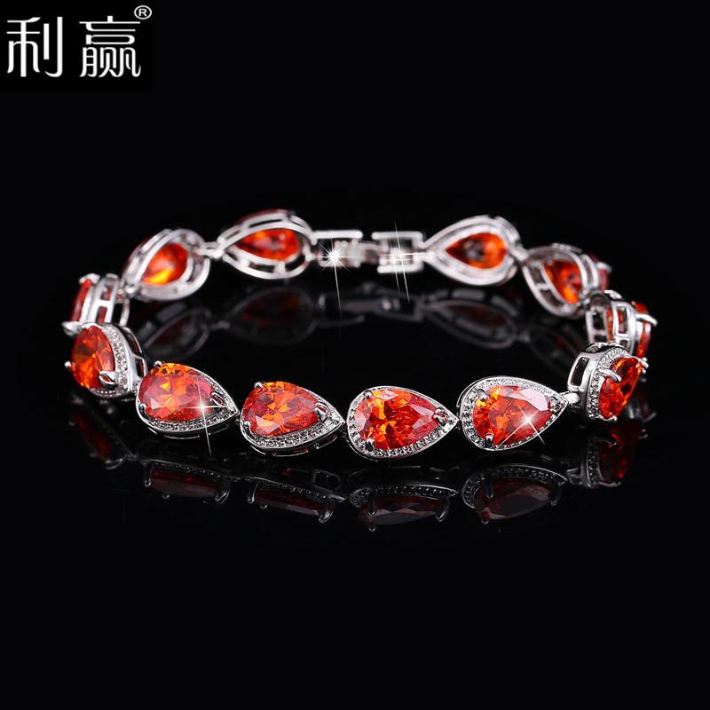 Girls' Jewelry, Water Drop-Shaped Platinum-Plated Aaa Zircon Jewelry Bracelet For Women