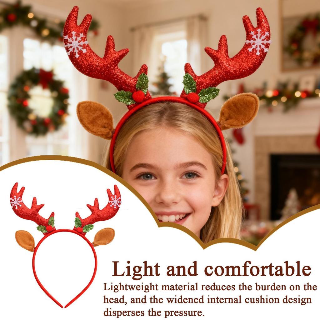 Christmas Headbands for Women Reindeer Hair Accessories Funny Festival Headdress for Girls School Vacation Family Gathering