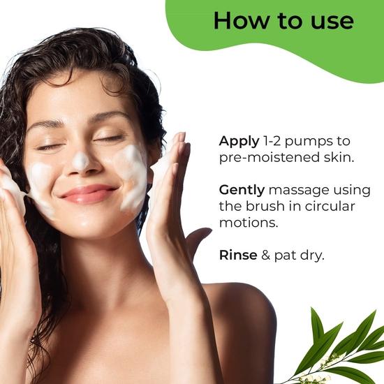 PILGRIM Australian Tea Tree & 1%Salicylic Acid Foaming Face Wash with brush|Tea Tree Face Wash with 1%salicylic acid|Women & Men|120ml