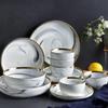 Marble Ceramics Plates and Bowls Set Dinnerware Sets Christmas Salad Dessert Bone China Dishes Round Tray White   Kitchen
