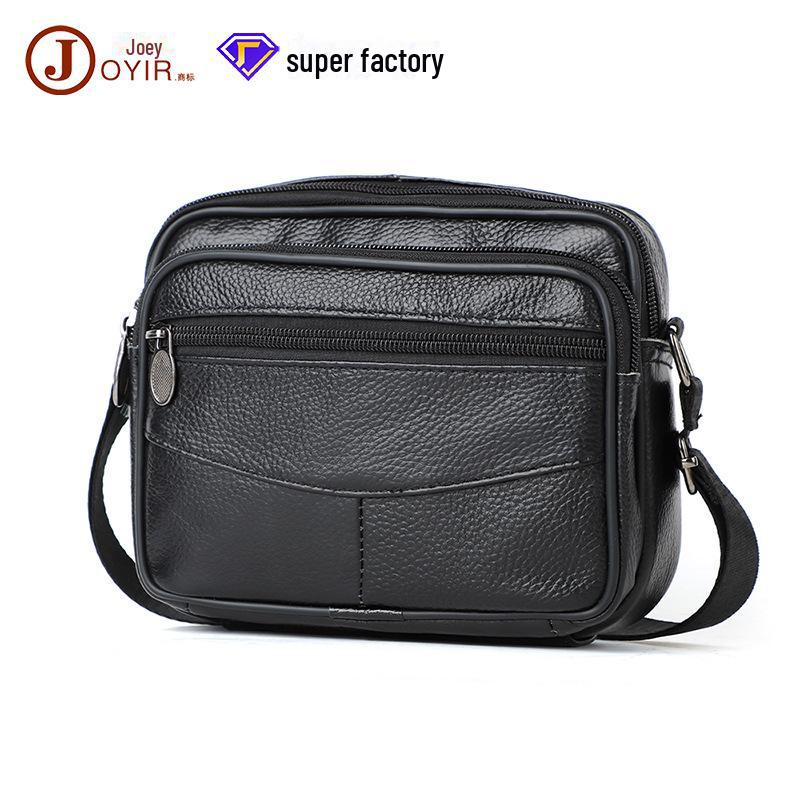 Men's Genuine Leather Messenger Bag - Casual Fashion, First Layer Cowhide, Small Shoulder Bag for Business and Travel.